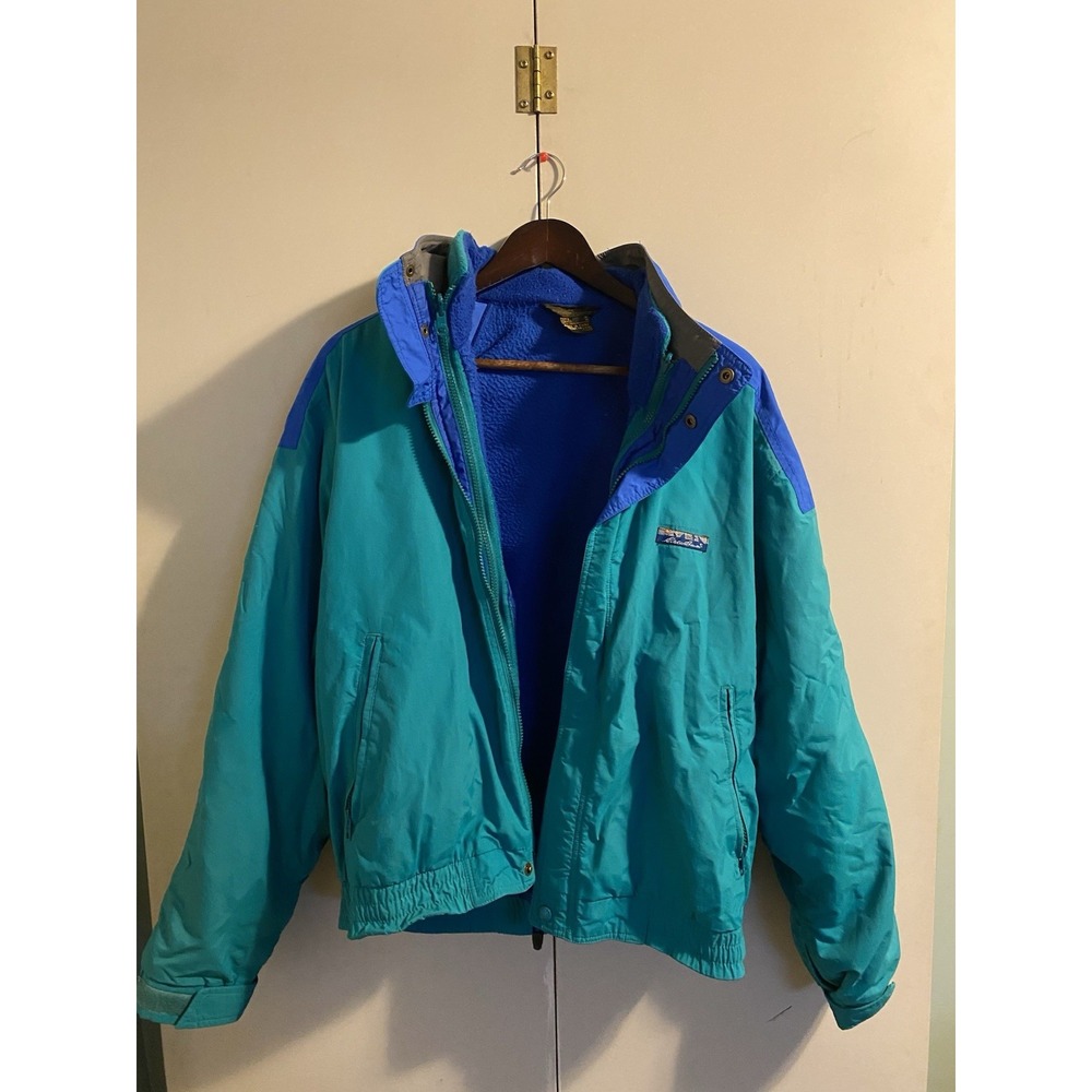 Eddie Bauer Vintage 1990s Ski Jacket Teal Turquoise Blue 3in1 Parka Men's M